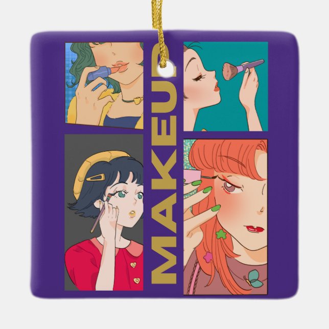 ORNAMENTO DE CERÂMICA MAKEUP GIRLS (Frente)
