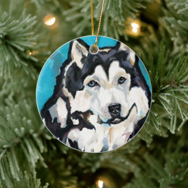 Ornamento De Cerâmica Malamute do Alasca (Árvore)