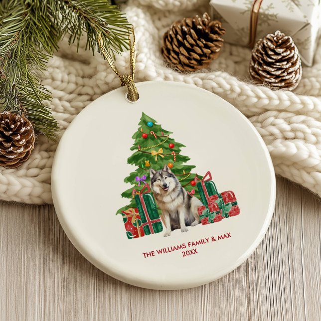Ornamento De Cerâmica Malamute Dog Family Christmas (Criador carregado)