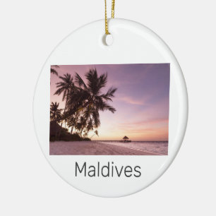 Ornamento De Cerâmica Maldivas Ocean Indian Beach Sunset Island Souvenir