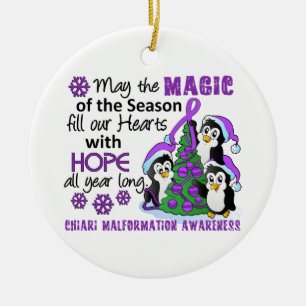 Ornamento De Cerâmica Malformação de Chiari dos pinguins do Natal