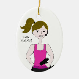 Ornamento De Cerâmica Malhar Feminino Cabelo Castanho Levantamento de Pe