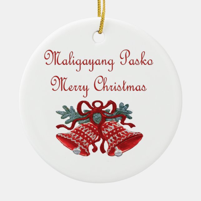 Ornamento De Cerâmica Maligayang Pasko (Frente)