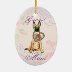 Ornamento De Cerâmica Malinois Heart Mãe Cerâmica