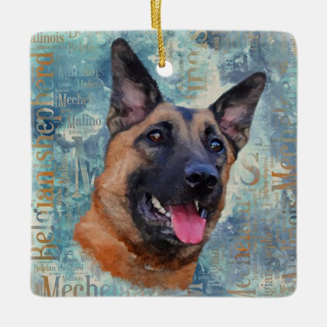 Ornamento De Cerâmica Malinois - pastor belga - Mechelaar (Frente)