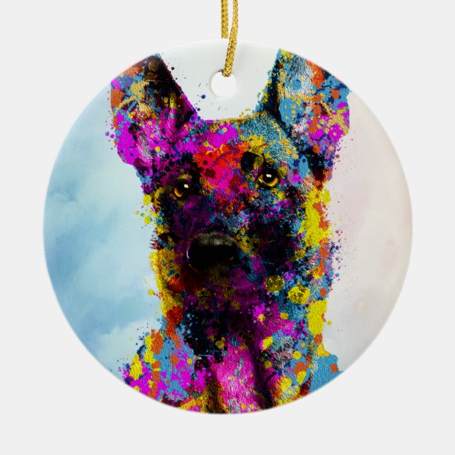 Ornamento De Cerâmica Malinois - pastor belga - Mechelaar - Maligator (Frente)