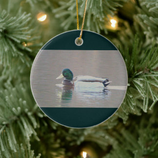 Ornamento De Cerâmica Mallard Duck Photo Ornament 