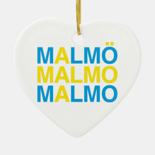 Ornamento De Cerâmica MALMO Bandeira Sueca
