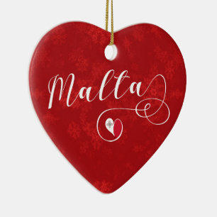 Ornamento De Cerâmica Malta Heart, Christmas Tree Ornament, maltês