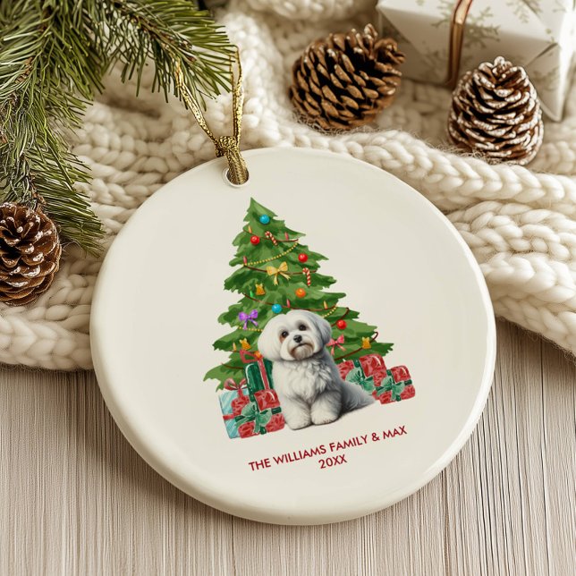 Ornamento De Cerâmica Maltês - Cachorro Personalizado Natal (Criador carregado)