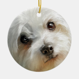 Ornamento De Cerâmica Maltese dog watercolor portrait