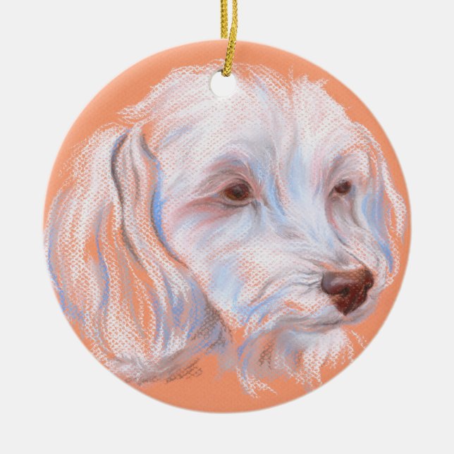 Ornamento De Cerâmica Maltipoo Cão Pastel Art (Frente)