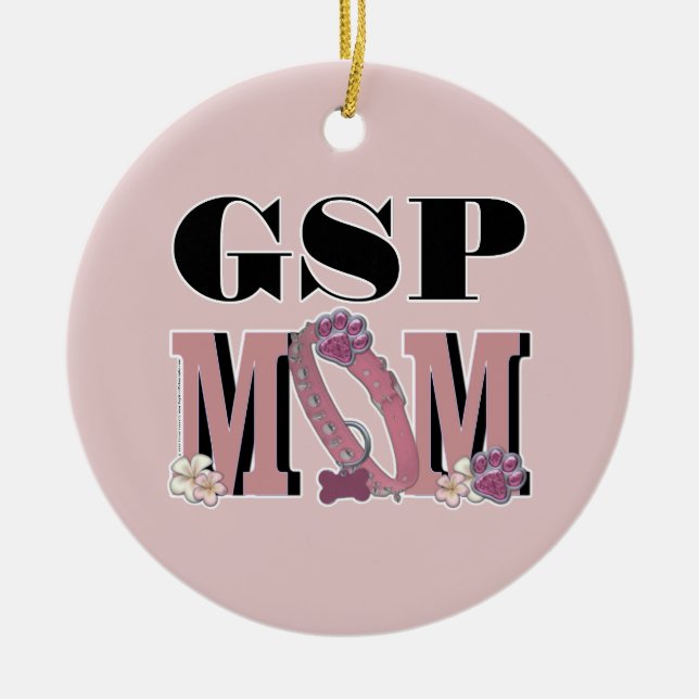 Ornamento De Cerâmica MAMÃ alemão do ponteiro de cabelos curtos (Frente)