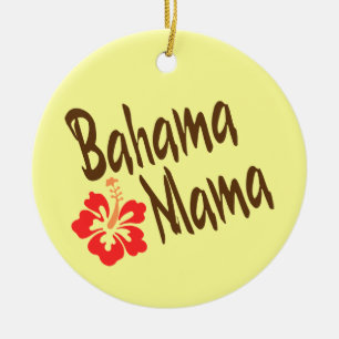 Ornamento De Cerâmica Mama de Bahama com hibiscus