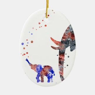 Ornamento De Cerâmica Mamã e bebês elefante, família do elefante