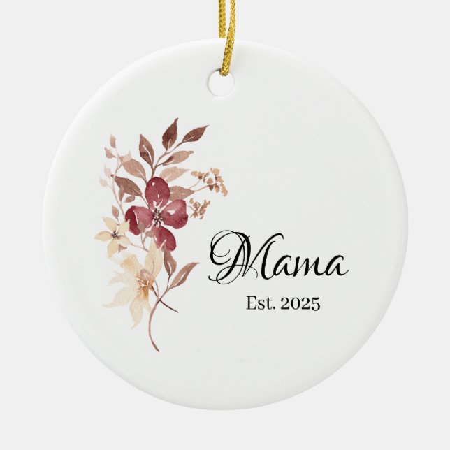 Ornamento De Cerâmica Mama Est. Year – New Mama Milestone (Frente)