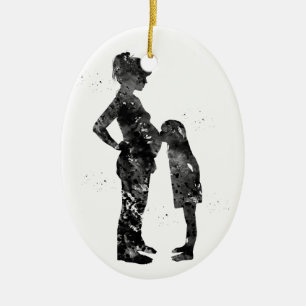 Ornamento De Cerâmica Mamã grávida com filha