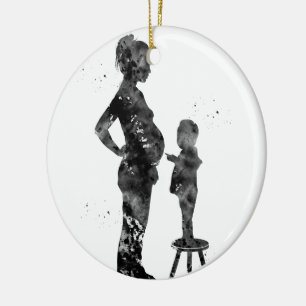 Ornamento De Cerâmica Mamã grávida com filho