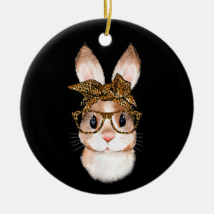 Ornamento De Cerâmica Mamãe Coelhinha da Páscoa Fofa Leopardo da Páscoa