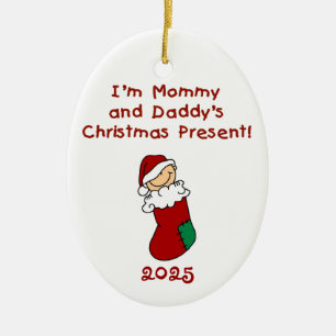 Ornamento De Cerâmica Mamãe e Pai presente no Natal