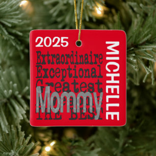 Ornamento De Cerâmica Mamãe Extraordinário PERSONALIZADO