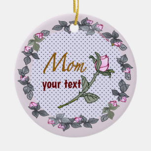 Ornamento De Cerâmica Mamãe Rosa Bebê Rosa 