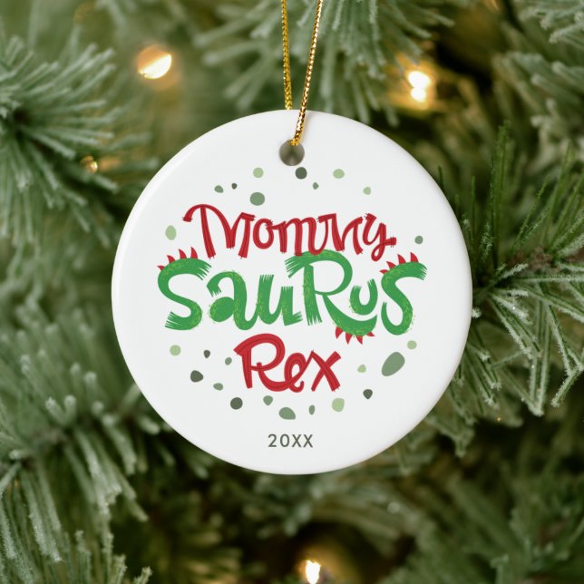 Ornamento De Cerâmica Mamãe Saurus Rex Personalizou 1rua De Natal Como M (Árvore)