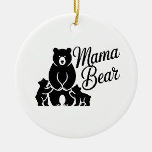 Ornamento De Cerâmica Mamãe Urso com Filhotes Família de Ursos Fofa
