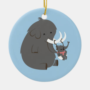 Ornamento De Cerâmica Mamães e bebê do elefante
