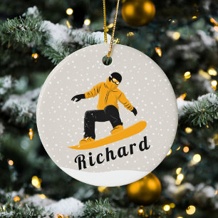 Ornamento De Cerâmica Man Snowboard Custom Name Extreme Winter Sport