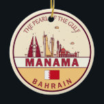 Ornamento De Cerâmica Manama Bahrain City Skyline Emblem<br><div class="desc">Design de arte colorida e minimalista de Manama,  com monumentos e marcos da cidade do Bahrein.</div>