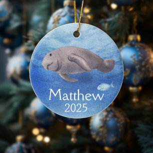 Ornamento De Cerâmica Manatear Lover - Cor de água Personalizada