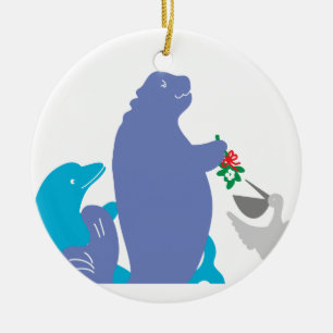 Ornamento De Cerâmica Manatee Holiday Ornament