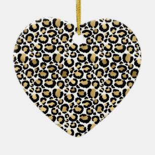 Ornamento De Cerâmica Manchas de Leopardo Monocromáticas Glam Selvagem F