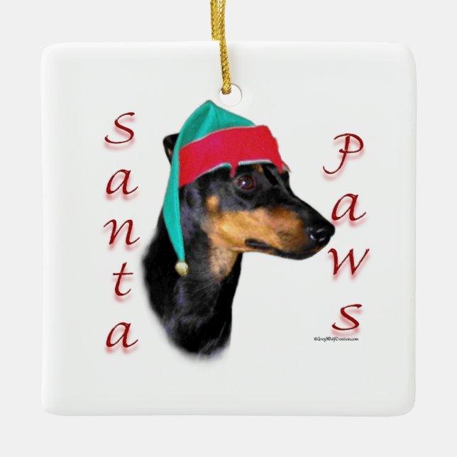 Ornamento De Cerâmica Manchester Terrier Papais noeis Paws (Frente)