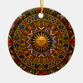 Ornamento De Cerâmica Mandala de Geometria Sagrada Africana — Kente Ndeb