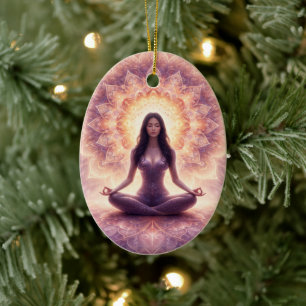 Ornamento De Cerâmica Mandala de Meditação Brilhante Mulher Nome Persona