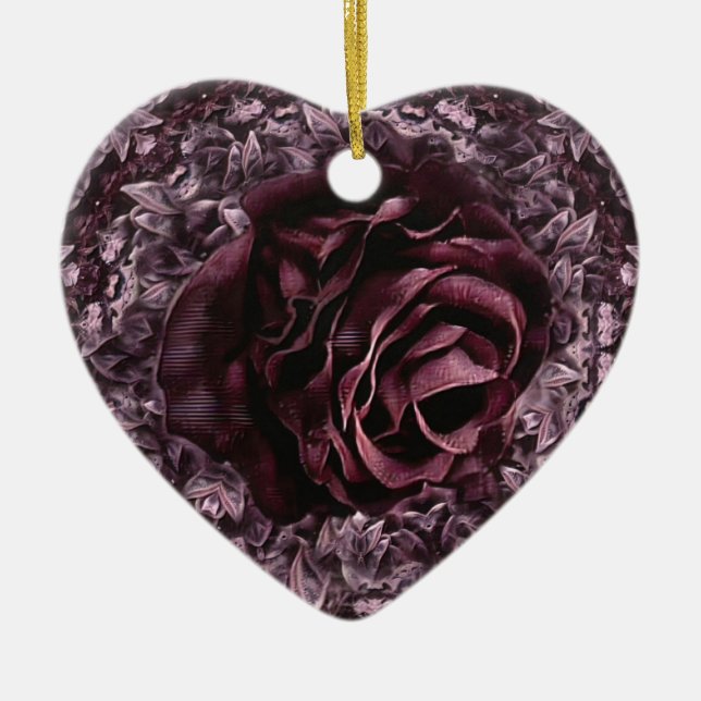 Ornamento De Cerâmica Mandala de Rosa  (Frente)