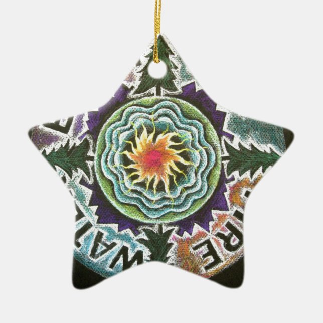 Ornamento De Cerâmica Mandala de Sun de quatro elementos (Frente)