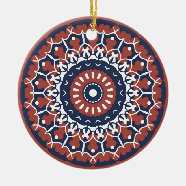 Ornamento De Cerâmica Mandala Design Ornament (Frente)