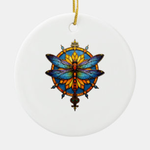 Ornamento De Cerâmica Mandala Libélula Luminosa Geometria Sagrada Espiri