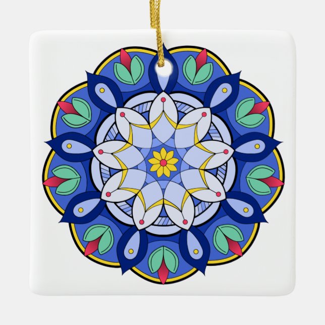 Ornamento De Cerâmica Mandala Padrão 01 (Frente)