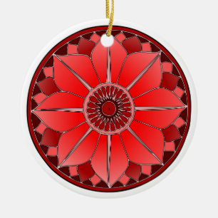 Ornamento De Cerâmica Mandala Vermelho Elegante