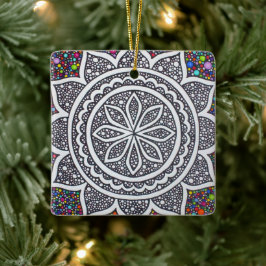 Ornamento De Cerâmica Mandalas com Bolhas