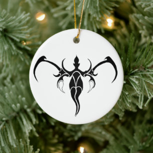 Ornamento De Cerâmica Mandalas Tribal de Elefante Ornado Preto e Branco