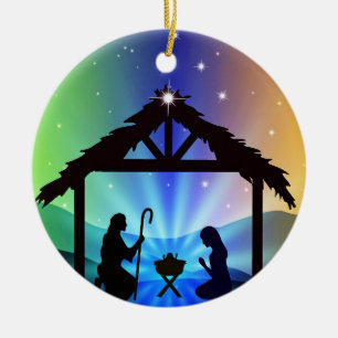 Ornamento De Cerâmica Manger Scene com Joseph e Mary