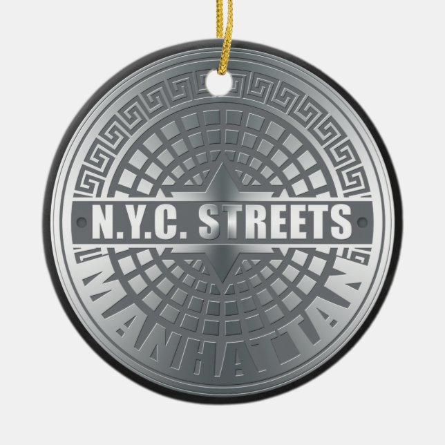 Ornamento De Cerâmica Manhole Cobrir Manhattan (Frente)