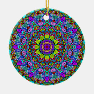 Ornamento De Cerâmica Manipular a pintura Mandala Relógio Face 4