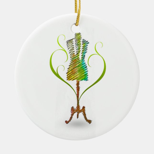 Ornamento De Cerâmica Mannequim de Seamstress / Mannequim de Dressmaker (Frente)