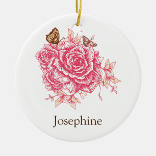 Ornamento De Cerâmica Manteiga Rosa Rosa, Rosa, Rosa Personalizada